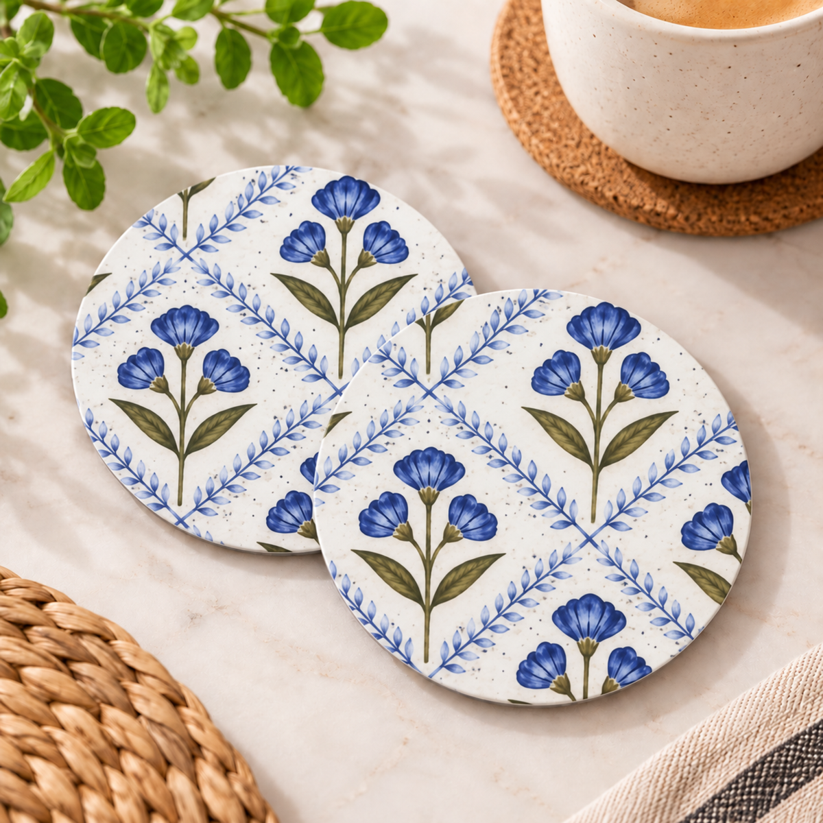 Posavasos Flores Azules