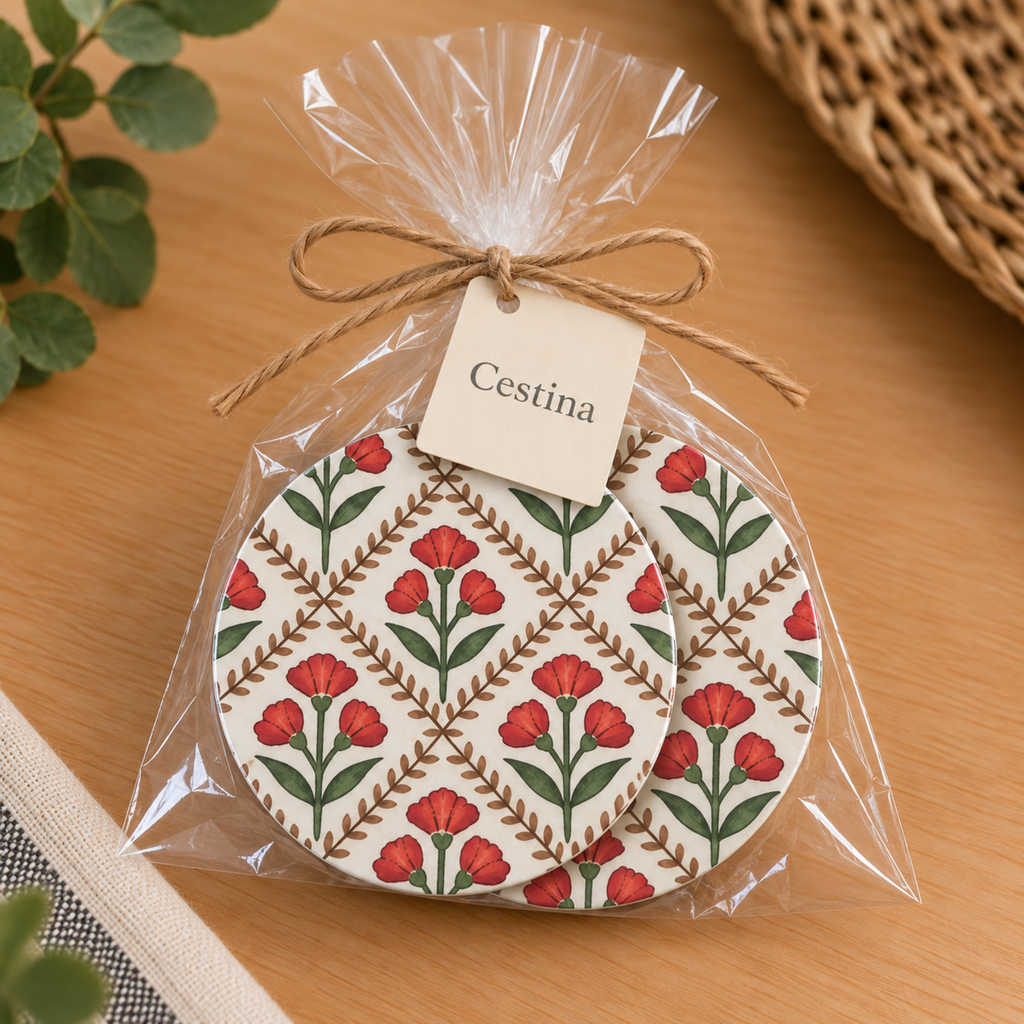 Posavasos Flores Rojas