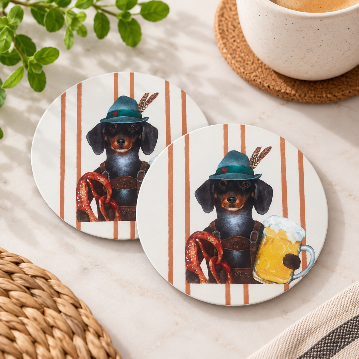 Posavasos Perro Cerveza Rayas